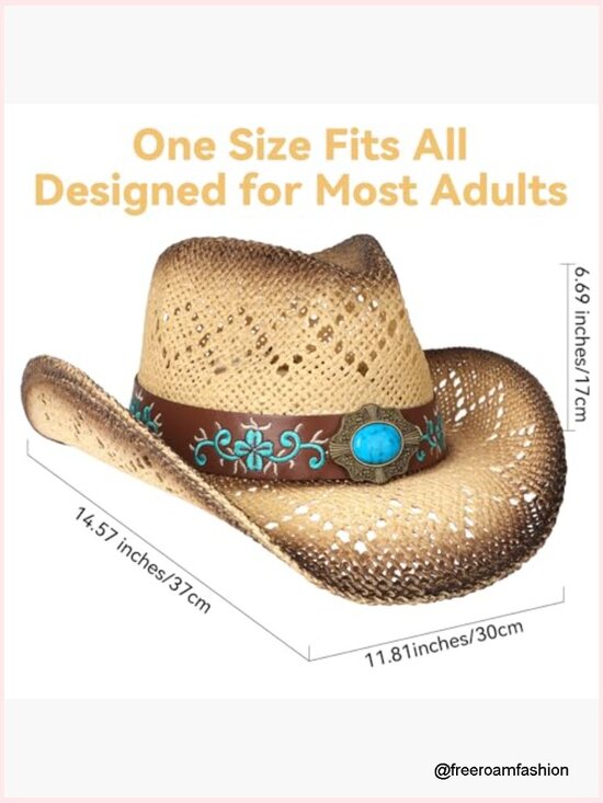 Wide Brim Straw Cowboy Hat Shapeable Brim Western Hat main image 7